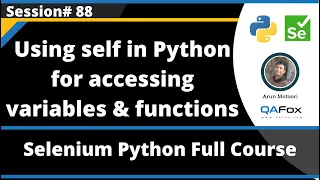 self - For accessing variables and functions inside same Class Selenium Python