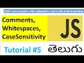 Javascript Tutorial in Telugu part 5 Comments Whitespaces