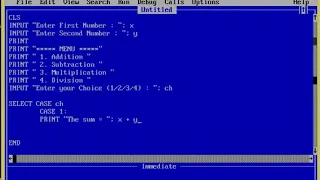 11 Tutorial on SELECT CASE Statement Arithmetic Operators Menu Base program