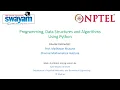 Week-4 NPTEL Problem Solving Session on Programming Data Structures and Algorithms Using Python