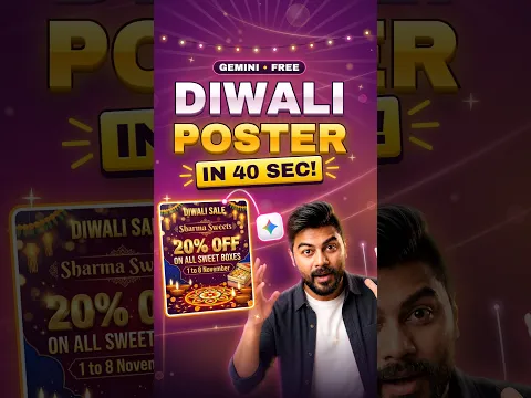 Gemini AI Made This Diwali Poster in 40 Sec! #diwali #gemini #Shorts