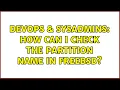 DevOps SysAdmins How can I check the partition name in FreeBSD 2 Solutions