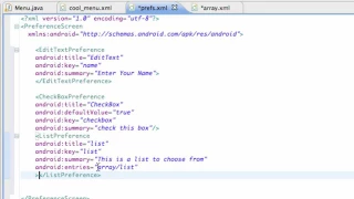 Android Application Development 55 Setting up a String array resource
