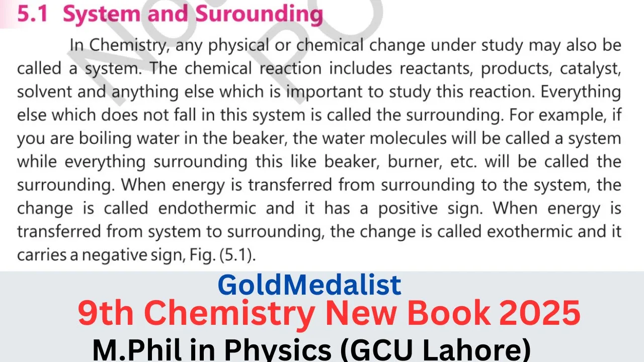 System And Surroundings | 9Th Class Chemistry New Book 2025 | Chapter 5 | Lecture 2 | Topic 5.1