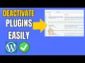 How to Deactivate a WordPress plugin