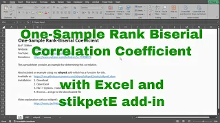 Excel - One-Sample Rank Biserial Correlation Coefficient with stikpetE