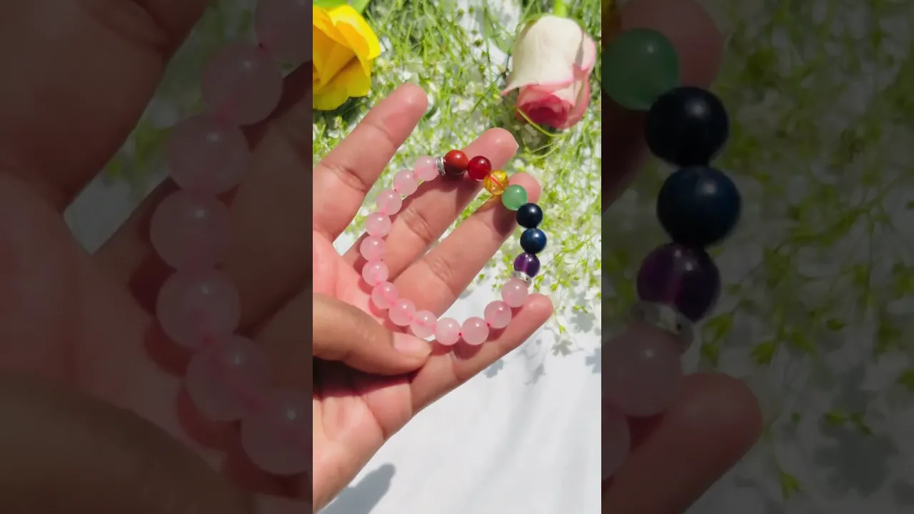 Happy Love Life: Seven Chakra with Rose Quartz Bracelet - Abhimantrit & Certified