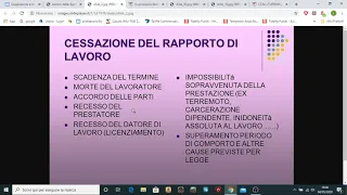 Lezione sulla cessazione del rapporto di lavoro