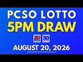 PCSO Lotto Result Today August 20 2026 5PM LIVE Results