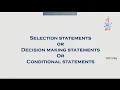 2 1 selection or conditional or decision making statements in Java tutorial in TELUGU