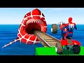 Download Lagu GTA 5 Crazy Ragdolls | Spiderman by Quad Bike On Rainbow Spiders Bridge (Spider Shark Jumps)