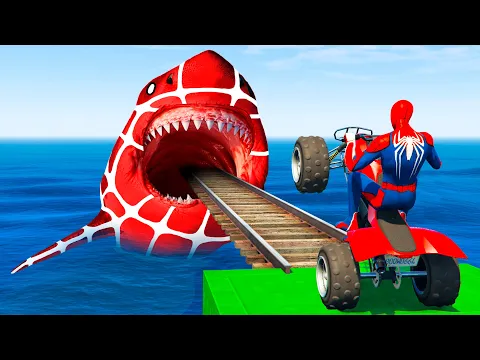 Download MP3 GTA 5 Crazy Ragdolls | Spiderman by Quad Bike On Rainbow Spiders Bridge (Spider Shark Jumps)