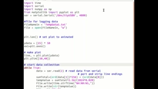 Temperature Logger part 5 Python code for real time plotting logging