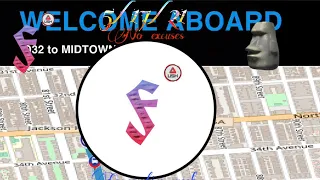 Q32 to Midtown Penn Sta Bus announcement via Rvlt via 5 Av Ft Moyai Consistent Week returns