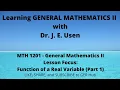 Function of a Real Variable First Live Class - General Mathematics 2
