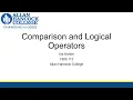 CBIS 112 Comparison and Logical Operators