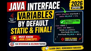 299 Variables inside an interface are by default static and final in Java Selenium Java 2026