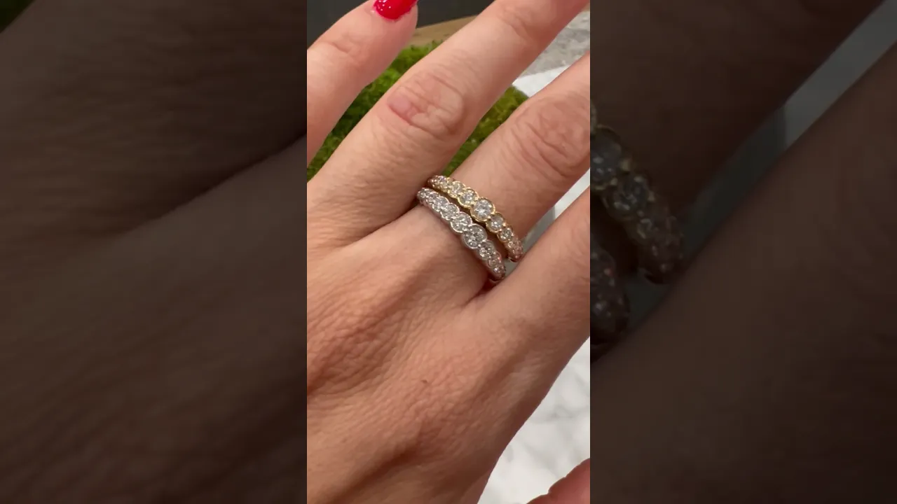 14K Gold Half-Bezel Diamond Ring Wedding Band