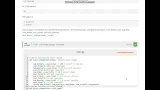 Python Lab Exact change - functions
