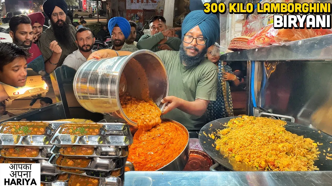 99/- Rs   Lamborghini wale Sardar ji ka Punjab Street Food   Desi Ghee Veg Biryani, Pav Korma