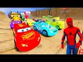 Lagu 🚗GTA V Spiderman McQueen Cars 2 Vs Mack Truck Mega Ramp - Superheroes car Racing ep.6