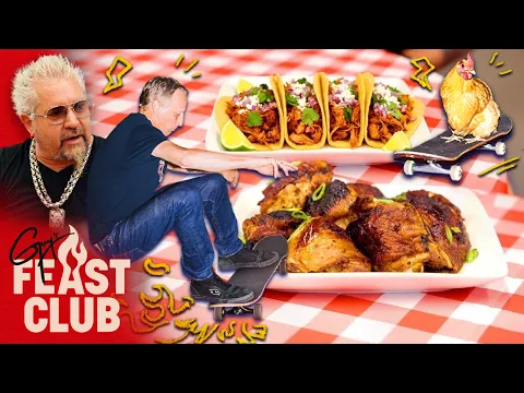 Tony Hawk Tries Guy Fieri’s Bourbon Brown Sugar Chicken on Guy's Feast Club