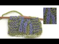 How to decrease 2 stitches towards the right in English rib with 2 colours