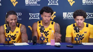 WVU Players Javon Small Amani Hansberry and Jonathan Powell Cincinnati Post Game Feb 19 2025