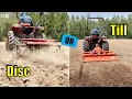 Disc Harrow vs Tiller on Plowed Field With Hydrostatic Compact Tractor