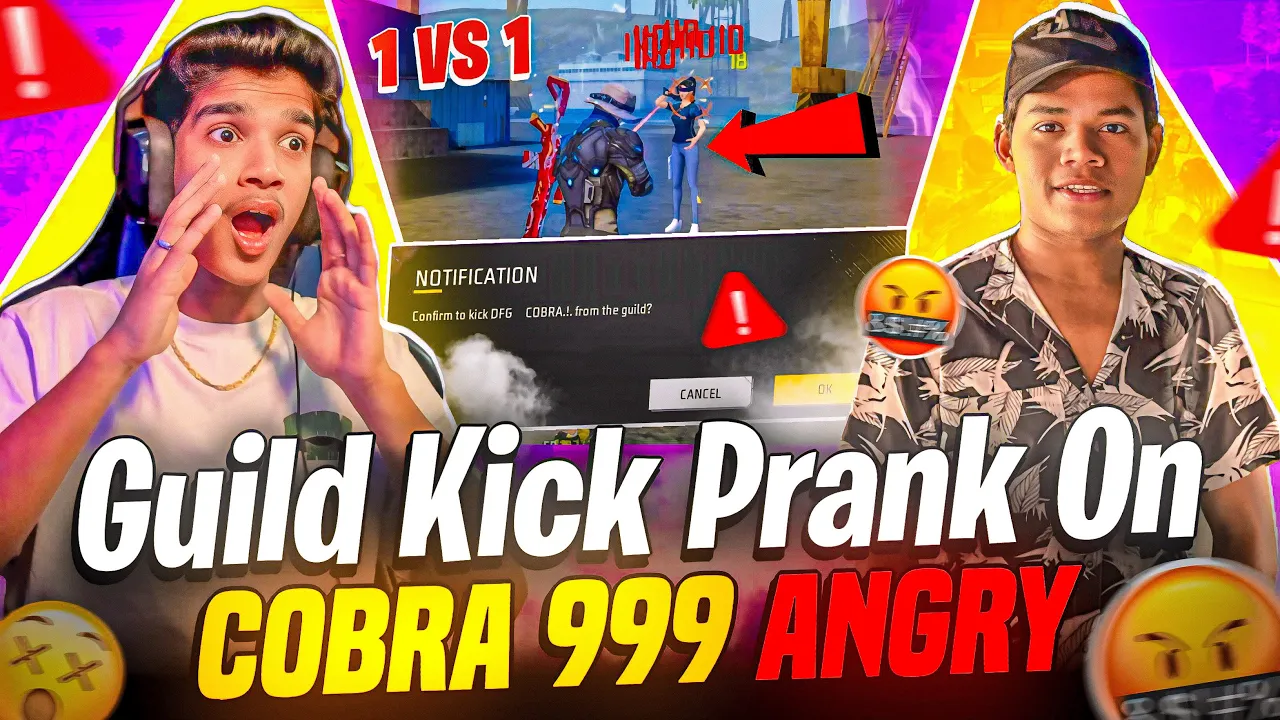 🤬SERIOUS GUILD KICK 😨PRANK ON DFG COBRA | 1 VS 1 WITH ME🤫| FREE FIRE IN TELUGU #dfg #freefire