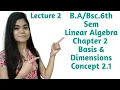 B 6th Sem Linear Algebra Chapter 2 Basis Dimensions Concept 2 1