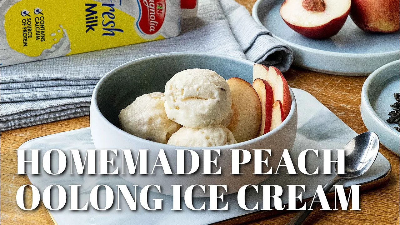 Homemade Peach Oolong Tea Ice Cream Recipe (without machine!) - 