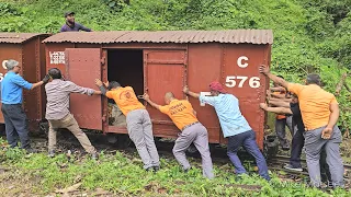 Re-railing a freight wagon on the Darjeeling Himalayan Railway (4K)