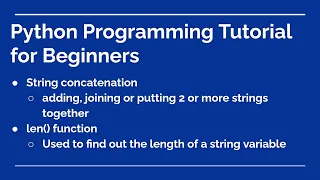Python Tutorial for Beginners String concatenation and length function