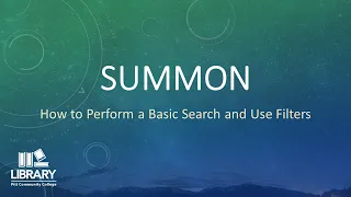 Summon How to Perform a Basic Search and Use Filters