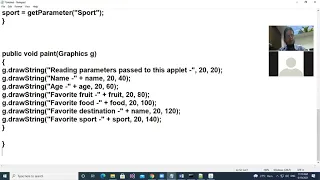 Passing parameter to applet with example