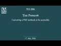 TUG 2026 Tim Prescott Converting a PDF textbook to be accessible