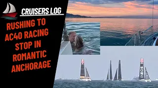 Ep 93 We sail to see AC40 racing in Villanova Barcelona romantic anchorage   4K