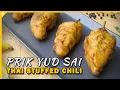 Fried Stuffed Peppers w Thai chili peppers minced pork - Thai Recipes