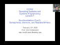 CS162 Lecture 7 2020 Semaphores Monitors and