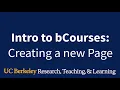 Creating a Page in bCourses