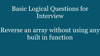 How to reverse an array How to reverse an array without using built in functionality