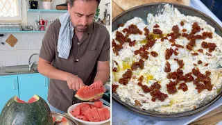 أطيب تغميسة لبنة مع البطيح الساقع! اختراع جديد