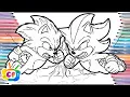 Easy drawing Sonic 4 coloring Sonic vs Shadow