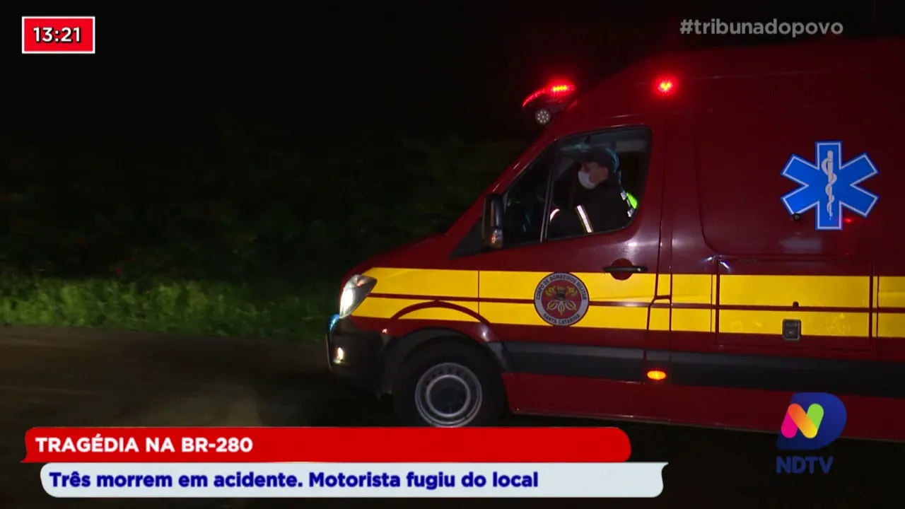 Tragédia na BR-280: Três morrem em acidente motorista fugiu do local