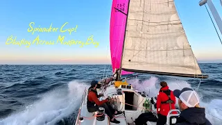 Blasting across Monterey Bay, Spinnaker Cup 2025 #ourladydefiant #yachtracing #liveaboard