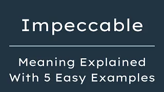 What Does Impeccable Mean Impeccable Meaning in English With 5 Example Sentences