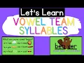 Vowel Team Syllables Syllable Types