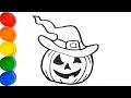How to Draw a HALLOWEEN PUMPKIN Drawing and Coloring Pages for Kids Unicorn Art