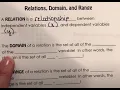 Algebra B Unit 6 Relations Domain and Range